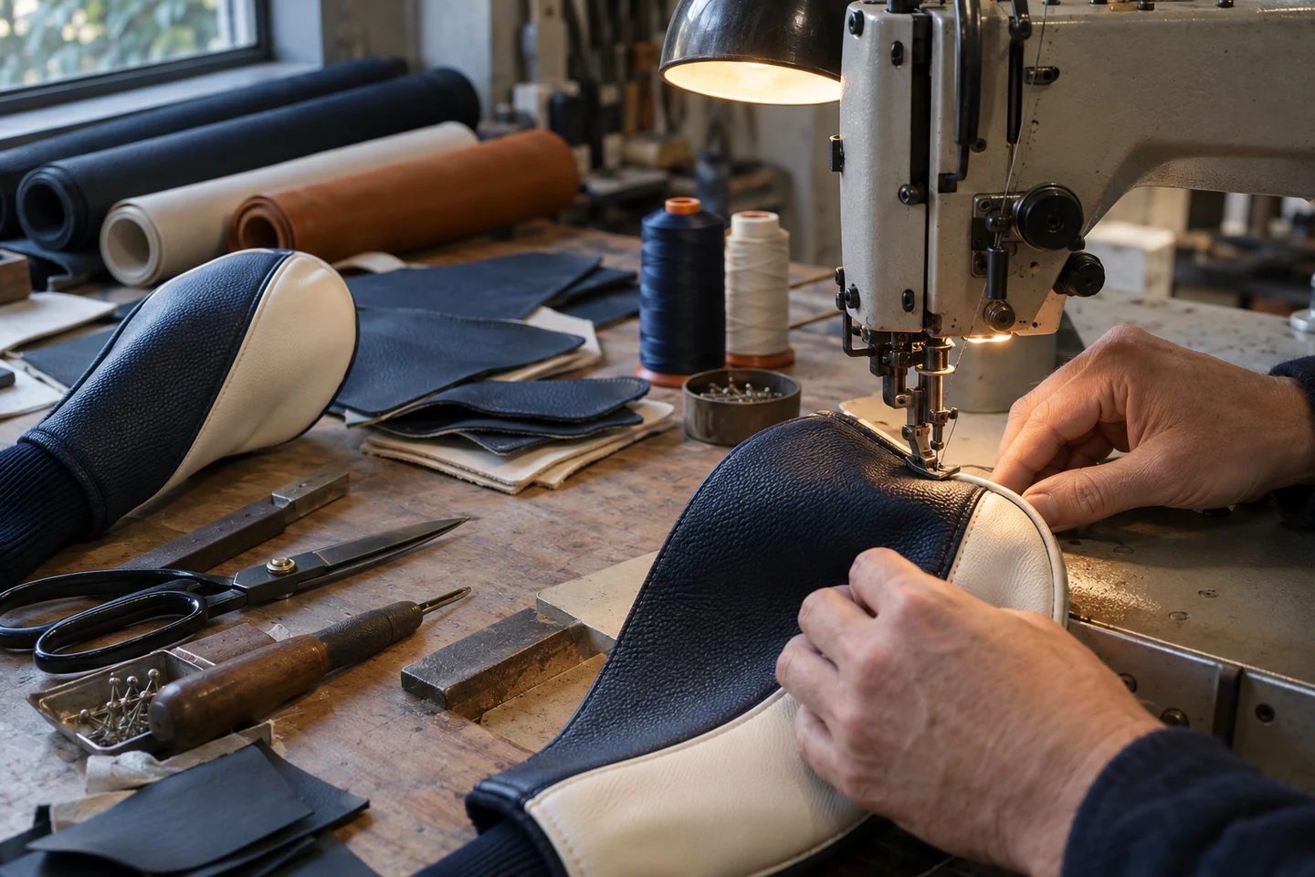 Golf headcover materials and stitching development